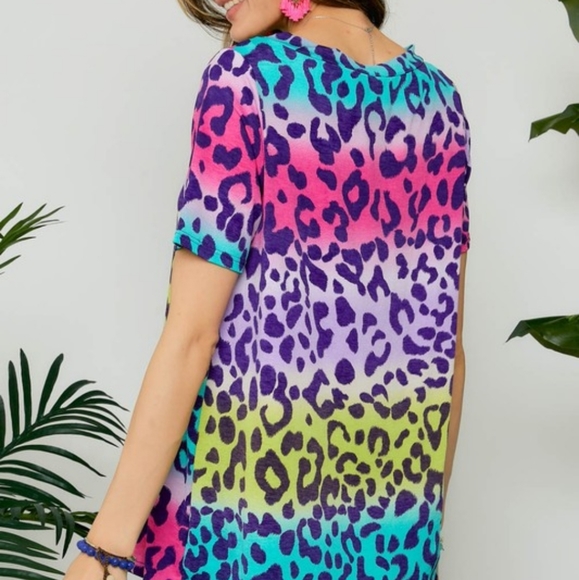Leopard Colorblock Blouse S M L - Picture 3 of 3